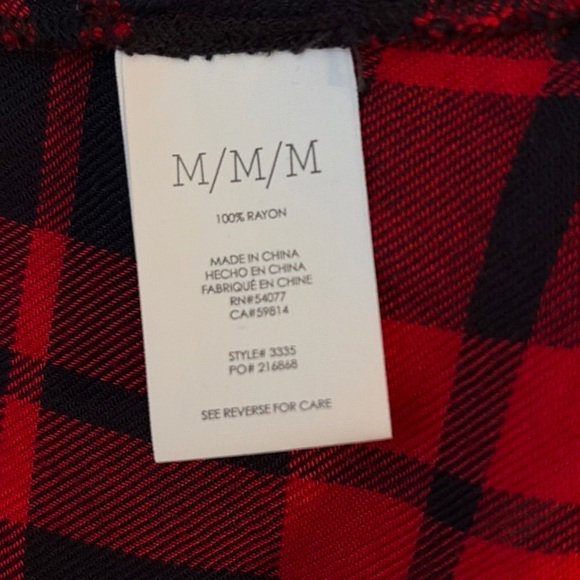 CAbi #3335 Lodge Ruffle Red Black Plaid Button-Down Shirt Medium - Picture 6 of 6